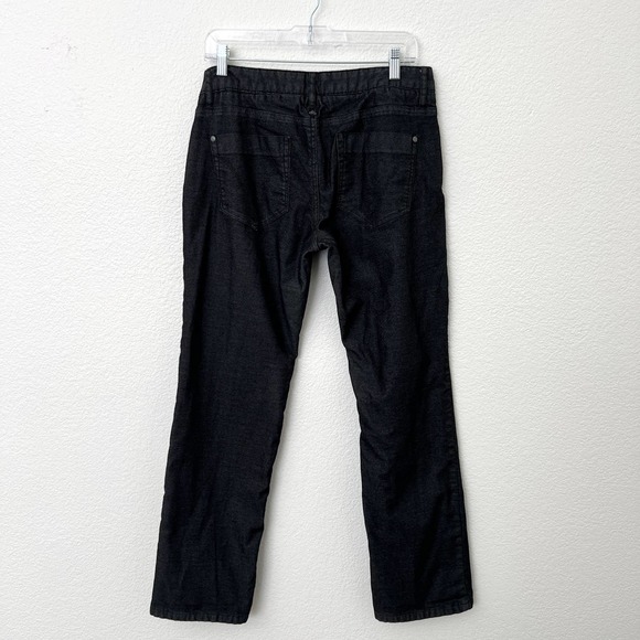 [Prana] Dark Wash Denim Mid Rise Flannel Lined Straight Leg Boyfriend Jeans Sz 6 - Picture 3 of 12